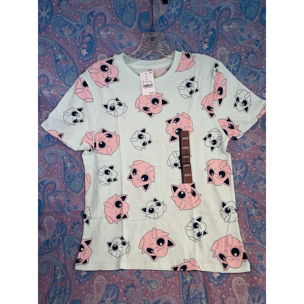Pokemon Youth L 10/12 Jigglypuff Mint Green T-shirt NWT